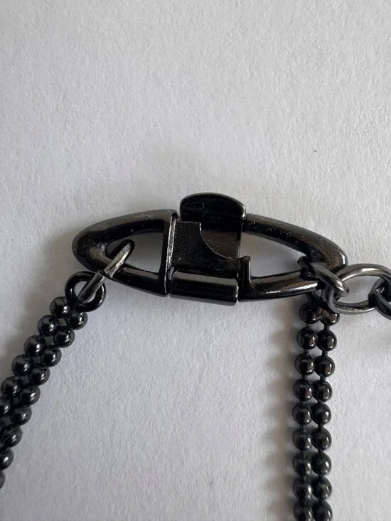 Givenchy Black Mesh Necklace Red Bead Fringe Gothic Bib Statement Signed - Picture 8 of 10